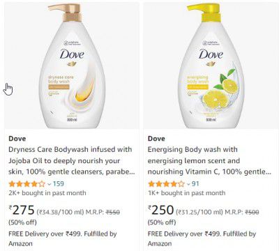 Dove Bodywash @ 50% Off from MRP