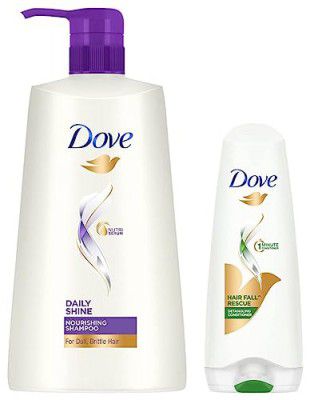 Dove Hair Fall Rescue Conditioner, 180ml And Dove Daily Shine Shampoo, 650ml