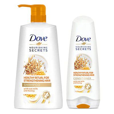 Dove Healthy Ritual for Strengthening Hair Shampoo 650 ml + Conditioner 175 ml, Combo | For Dry and Damaged Hair