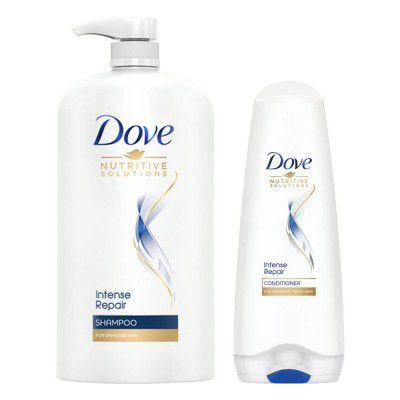 Dove Intense Repair Shampoo 1 Litre + Conditioner 175ml, Combo | For Dry and Damaged Hair | Strengthening Shampoo for Smooth & Strong Hair