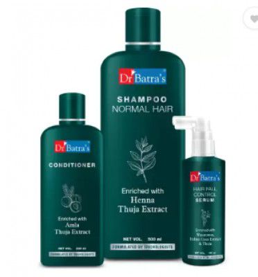 Dr Batras Hair Fall Control Serum-125 ml, Conditioner - 200 ml and Normal Shampoo - 500 ml (3 Items in the set)