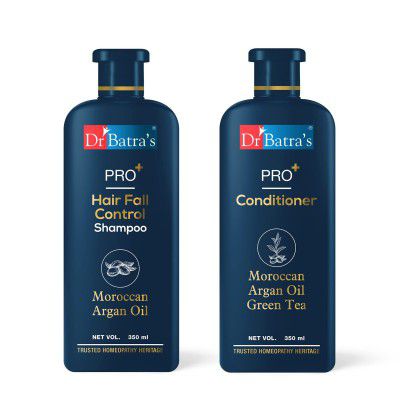 Dr Batras PRO+ Hair Fall Control Shampoo and PRO+ Conditioner, Hair Fall Best Combo Products For Men & Women (350ml each, Pack of 2)