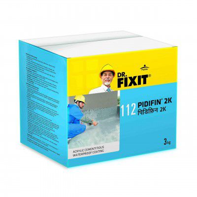 Dr. Fixit 112 Pidifin 2K 2-Parts Flexible Acrylic Cementitous Waterproofing for Bathroom, Roofs, Basement Wall, Suitable for Concrete and Masonry