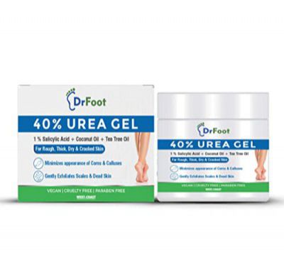 Dr Foot 40% Urea Gel with 1% Salicylic Acid, Coconut & Tea Tree Oil Moisturizes Callus Cracked Rough Dry Dead Skin and Corns, Softens Thick Painful Nails, 100 g