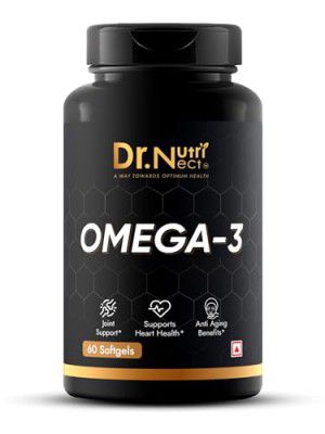 Dr.Nutrinect Omega 3 Fish Oil 60 Capsules- 550 mg EPA & 350 mg DHA for Skin, Heart, Joints & Brain Health