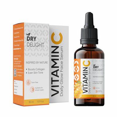 Dry Delight Vitamin C Daily Glow Face Serum - Radiant Skin, Moisture Boost, Anti-Aging, Even Tone, and UV Protection - 30ml