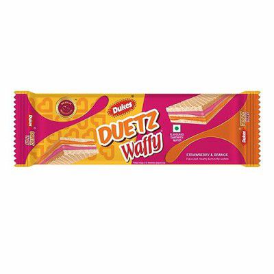 Dukes Duetz Waffy - Strawberry & Orange Flavoured Creamy & Crunchy Wafers (100g)