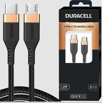 DURACELL Type C to Type B 3.96 Feet (1.2 M) Cable (Tangle-free Design, Black)