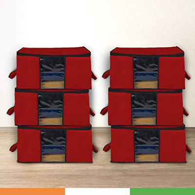 Duraware Extra-Large Wardrobe/Under Bed Storage Organiser Pack of 6 (Maroon)