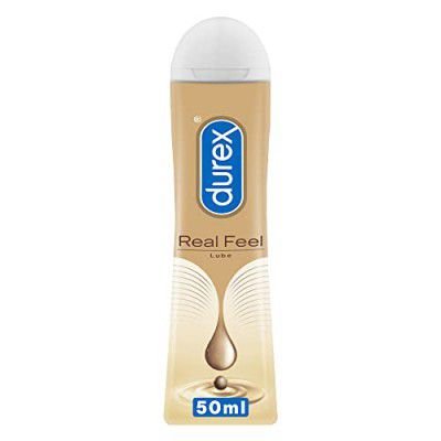 Durex Real Feel Long-Lasting Lubricant - 50ml | Silicone Lube lasts 3X Longer vs Water-Based Lube | Non-Sticky, Smooth and Warm