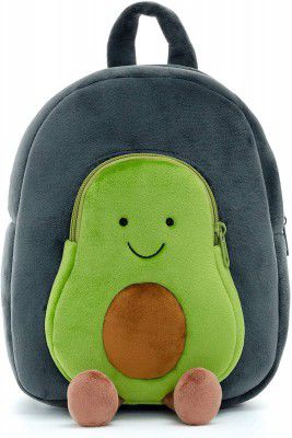 DZert Avacado Kids School Bag Soft Plush Cartoon Velvet Animal Backpacks Cartoon, Picnic, Nursery, Preschool Boys/Girls/Baby (2 to 6 Years) (Grey)