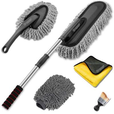 E-COSMOS 5 Pcs Set Microfiber Car Duster Kit Interior & Exterior Car Cleaning Detailing Brush Scratch