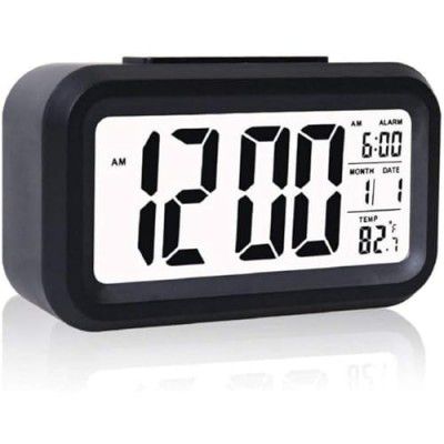 E-COSMOS Alarm Clock Digital Clock, Table Clock, Alarm, (14W x 8H cm) (Black Digital) (Black)