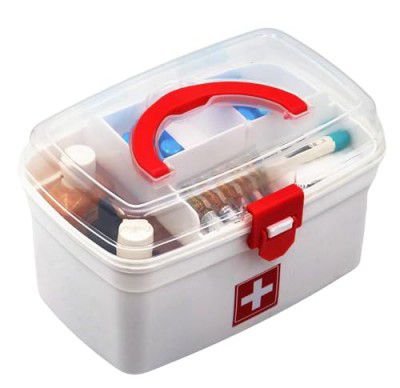 E-COSMOS Smart Rectangular Medicine Box, Medical Box, First aid Box, Multi Purpose Box, Multi Utility Storage with Handle (White, Standard)