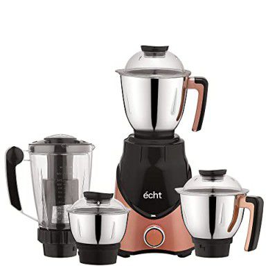 Echt ZR 7S Mixer Grinder 750 Watt, 4 Stainless Steel Jars, Wet Jar(1500 ml), Multipurpose Jar (1000 ml),Chutney Jar (300ml) & Juicer Jar(1250ml);3 Speed Control, 2 years warranty, Champagne black