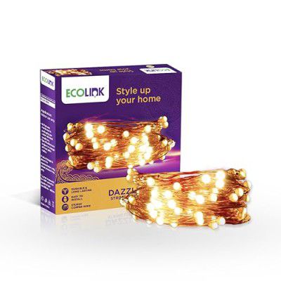 EcoLink Dazzel 10 Meter USB LED Copper String Light | Festival LED String Light for Diwali, Christmas, Festivals and Home Decoration | Warm