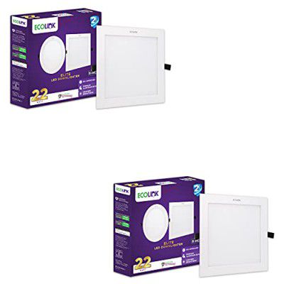 EcoLink Elite 22W Square LED Ceiling Downlighter (Warm White,Pack of 2)