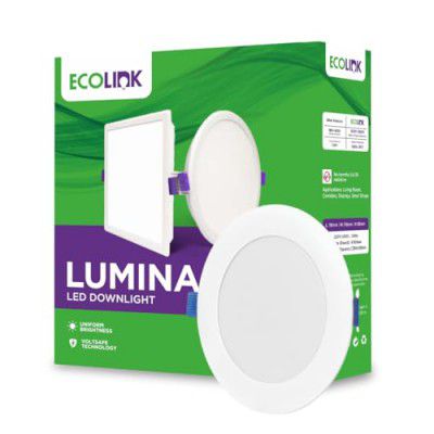 EcoLink Lumina 10-watt Round LED Downlighter | LED Ceiling Light for Home and Hall | Cut Out: 4 inch,Color: Natural White, Pack of 1