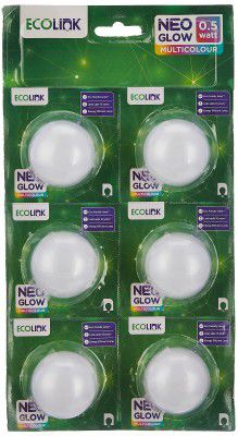 EcoLink NeoGlow 0.5-Watt Multicolour LED Bulb B22 Base Night Lamp (Pack of 12)