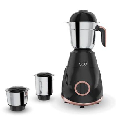 Edel by Lifelong Premio 1.0 | Mixer Grinder 500 Watt | 3 Stainless Steel Multipurpose Jars with 3 Speed Control and Pulse function (Black)