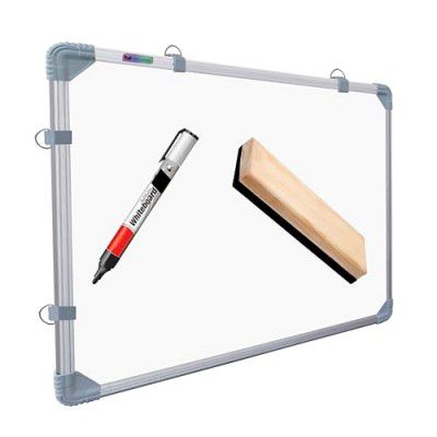 Eduway 2x3 Feet Kunj Non-Magnetic Double-Sided whiteboard and Chalkboard Combo with 1 Marker and 1 Duster, Robust Aluminum Frame (89x59 Cms)