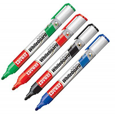 Eduway Whiteboard Marker Set of 4 |Color Marker Pens | Easily Erasable Ink