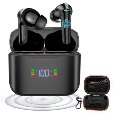 EDYELL C9 Wireless Earbuds, with Wireless Charging Case, in-Ear Headphones, 48 Hrs Playback, 4 Mic HD Calling, 13mm Speaker Drivers HiFi Stereo Sound, Type-C, Bluetooth V5.3, IPX5 Waterproof