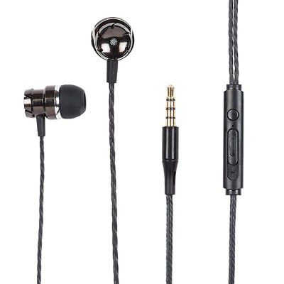 Egate Eardrum 9 -in Ear High Bass Headphone in line mic & Control (Black)