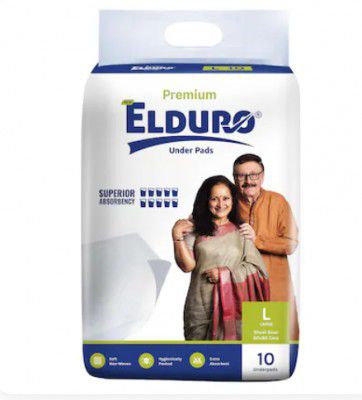 ELDURO Premium Adult Underpads, Large 60 x 90 Cm, Superior Absorbency, Pack of 1, 10 Count