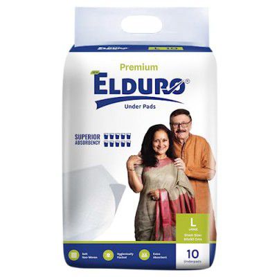 ELDURO Premium Underpads, Large 60 x 90 Cm, Super Absorption Protection Pack of 1, 10 Count