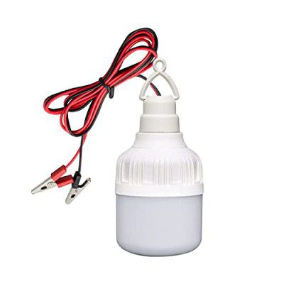 Electronic Spices Led Crystal White DC 12V Solar LED High Brightness Bulb with 1 Pair Alligator Clip