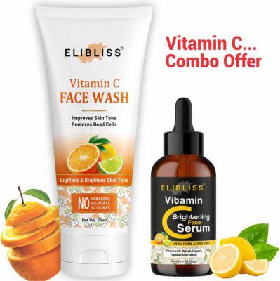 ELIBLISS Unlock the Benefits of Vitamin C:Gel Face Wash and Serum Combo for Vibrant Skin  (2 Items in the set)