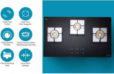 Elica FLEXI HCT 375 DX LOTUS BRASS Glass Automatic Hob 