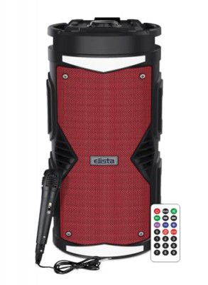 Elista ELS-MusiStrom1600 Portable 16 W Bluetooth Party Speaker with Wired Mic and Remote, & FM/Aux/USB/TF Card Conectivity, 5 Hr Playback (Red)