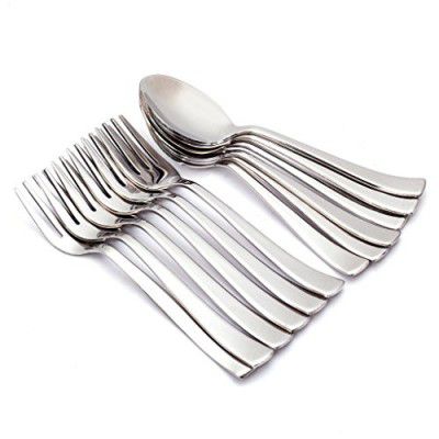 Embassy (Classic by Embassy) 12-Pieces Cutlery Set - 6 Baby Spoons & 6 Baby Forks (Impress, 14 Gauge, Stainless Steel)