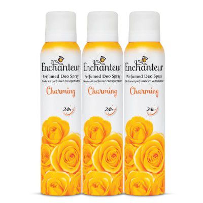 Enchanteur Charming Perfumed Deo Spray for Women, Infused with Real French Perfume 150ml (Pack of 3)