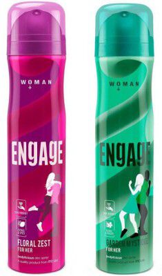 Engage Deo Combo 1 Floral Zest 150ml and 1 Garden Mystique 150ml Deodorant Spray - For Women (300 ml, Pack of 2)