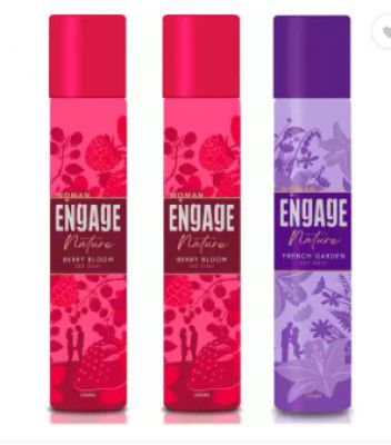 Engage Deo Spray, Berry Bloom (Pack of 2) & French Garden (Pack of 1) Fragrance Scent Deodorant Spray - For Women (450 ml, Pack of 3)