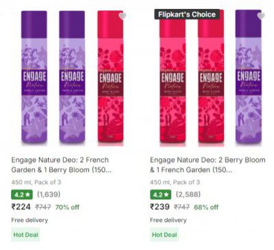 Engage Deodorant Spray up to 70% off