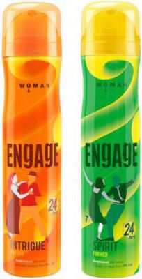 Engage Intrigue for Her & Spirit for Her, Skin Friendly, 150ml each Deodorant Spray - For Women  (150 ml, Pack of 2)