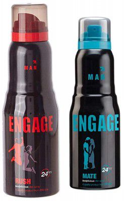 Engage Man Deodorant, Rush, 150ml / 165ml (Weight May Vary) And Engage Mate Deodorant For Men, Assorted Weight(150ML/165ML)