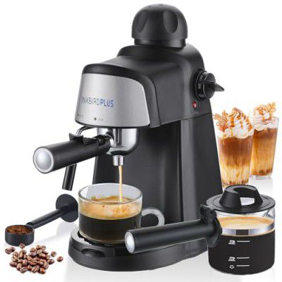 Espresso Machine Compact Coffee Machines Semi-automatic Home Espresso Machine 15Bar with Milk Frother Steam Wand 2-4 Cups Espresso Coffee Maker 800W for Making Shots Cappuccinos Lattes and Americanos