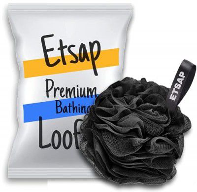 ETSAP premium Bathing Round Loofah for Men and Women (BLACK COLOR)