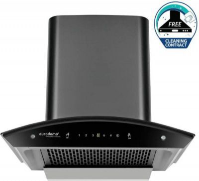 Eurodomo Hood Indigo PRO HC SC FL BK 60 Auto Clean Wall Mounted Chimney  (Black 1200 CMH)