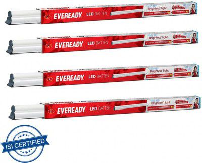 EVEREADY 10W 2ft Batten 4kV Surge Protection Lasts Upto 25000 Hours Straight Linear LED 10 W Tube Light (White, Pack of 4)