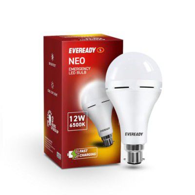 Eveready 12W B22D Emergency Inverter Rechargeable LED Bulb for Power cut| Cool Day Light (6500K) | Energy Efficient | 3 Hour Battery Backup | Li-on Battery Inside Pack of 1