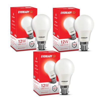 Eveready 12W Led Light Bulb | High Efficiency & Glare-Free Light | 4KV Surge Protection | With Wide Operating Voltage Range | 100 Lumens Per Watt | Cool Day Light (6500K) | Pack of 3