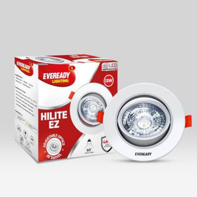 Eveready 12W LED Spot Light | Round Shape | Energy Efficient |6500K Daylight | Made in India & BIS Approved