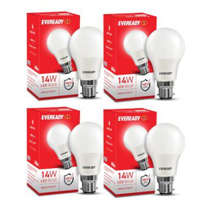 Eveready 14W LED Light Bulb | 4KV Surge Protection | Cool Day Light (6500K) | Pack of 4