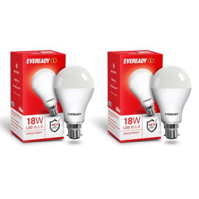 Eveready 18W LED Bulb | 1800 Lumen | 4KV Surge Protection | Cool Day Light (6500K) | Pack of 2